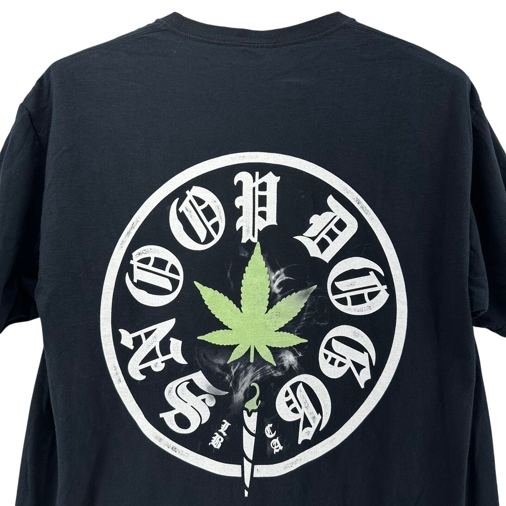 Y2K Snoop Dogg Double Sided Black Tshirt LB CA Large VTG Rap Hiphop‎ RARE Weed